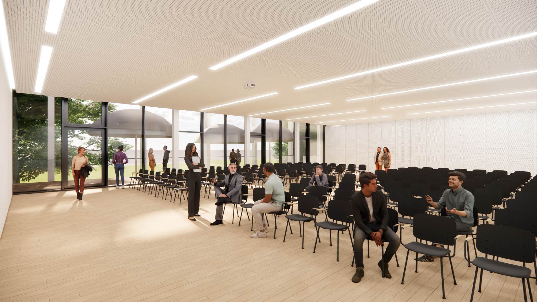 Großer Saal mit Reihenbestuhlung